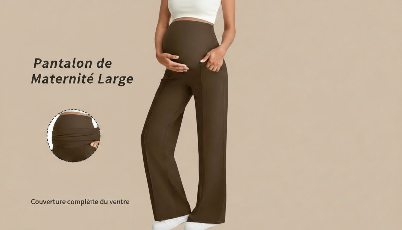 Pantalon de Grossesse Confort Premium – Maintien du Ventre & Coupe Droite