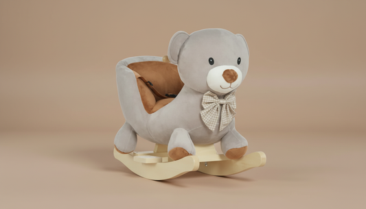 Cheval à Bascule Ours en Peluche avec Son – Bébé 18-36 Mois,